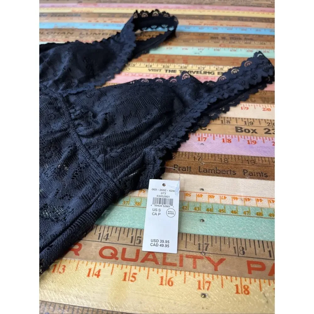 NEW Aerie S Show Off Paisley Lace Light Pads Plunge Tank Top Bra Black $39 - Picture 6 of 10